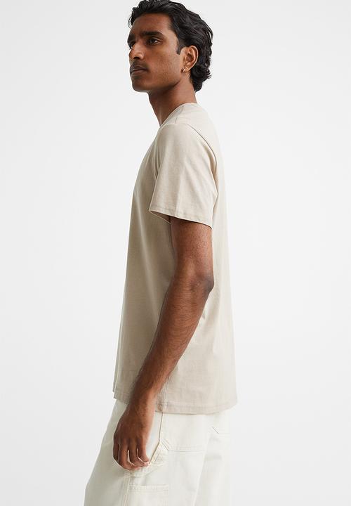 H&M - Regular fit round-neck T-shirt - light beige