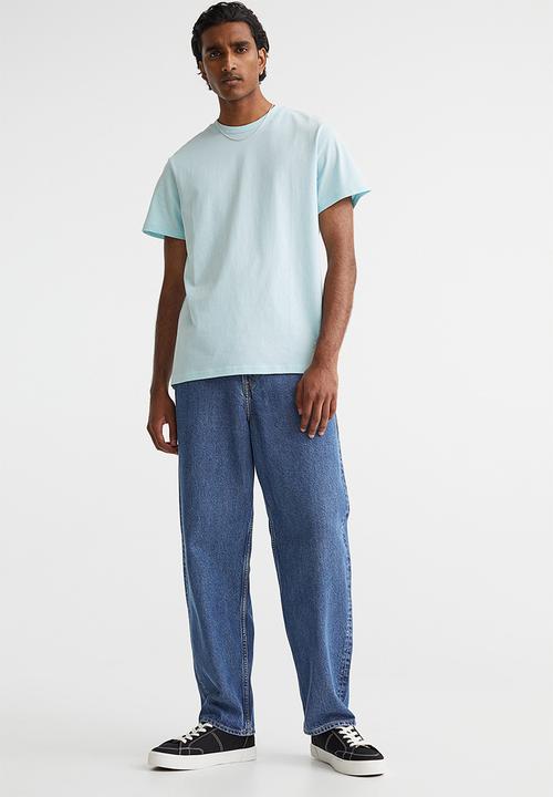 H&M - Regular fit round-neck T-shirt - light blue 
