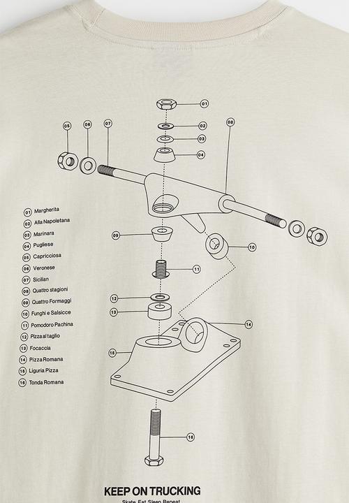 H&M - Relaxed fit printed T-shirt - light beige/trucking