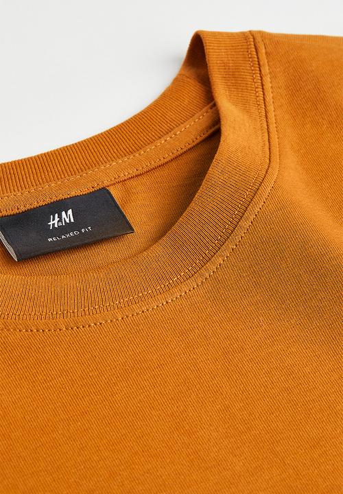H&M - Relaxed fit printed T-shirt - mustard yellow/sully's
