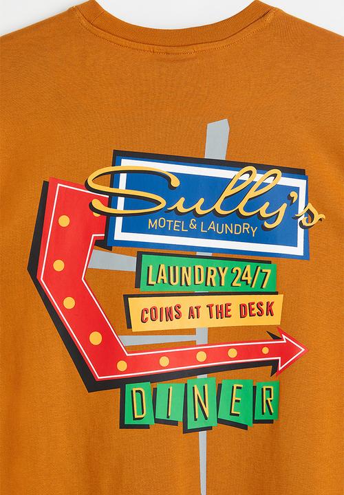 H&M - Relaxed fit printed T-shirt - mustard yellow/sully's
