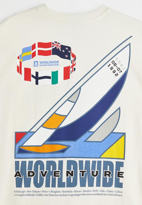 H&M - Relaxed fit printed T-shirt - white/oceanic yacht race