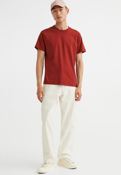 H&M - Regular fit round-neck T-shirt - rust brown 
