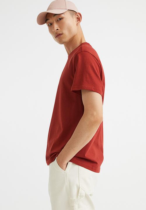 H&M - Regular fit round-neck T-shirt - rust brown 