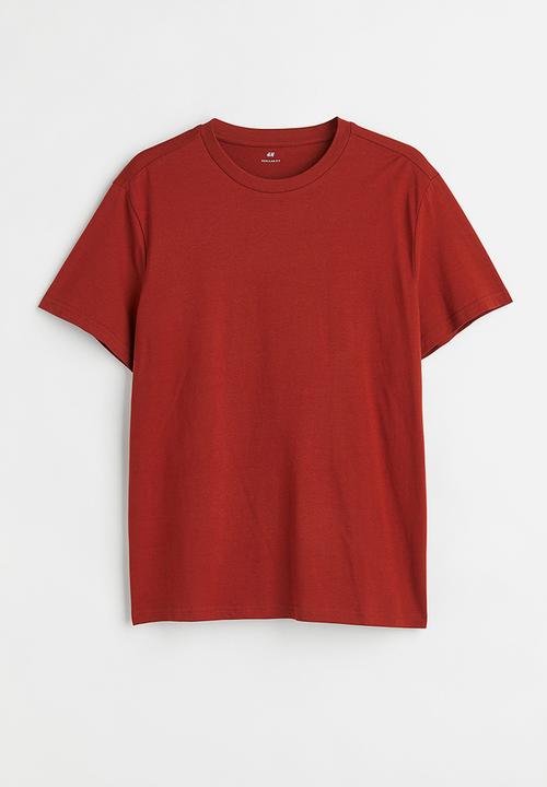 H&M - Regular fit round-neck T-shirt - rust brown 