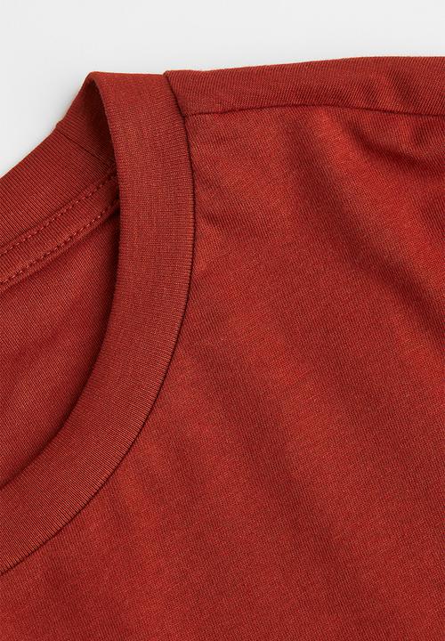H&M - Regular fit round-neck T-shirt - rust brown 