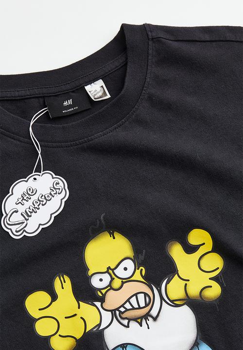 H&M - Relaxed fit long-sleeved jersey top - black/simpsons