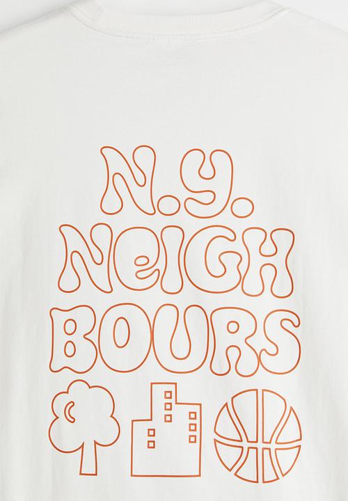 H&M - Oversized fit cotton T-shirt - white/orange