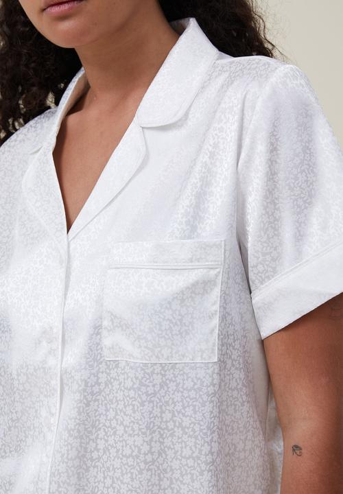 Cotton On - Body jacquard satin sleep set - white jacquard