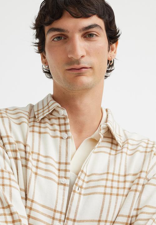 H&M - Regular fit checked shirt - beige & white 