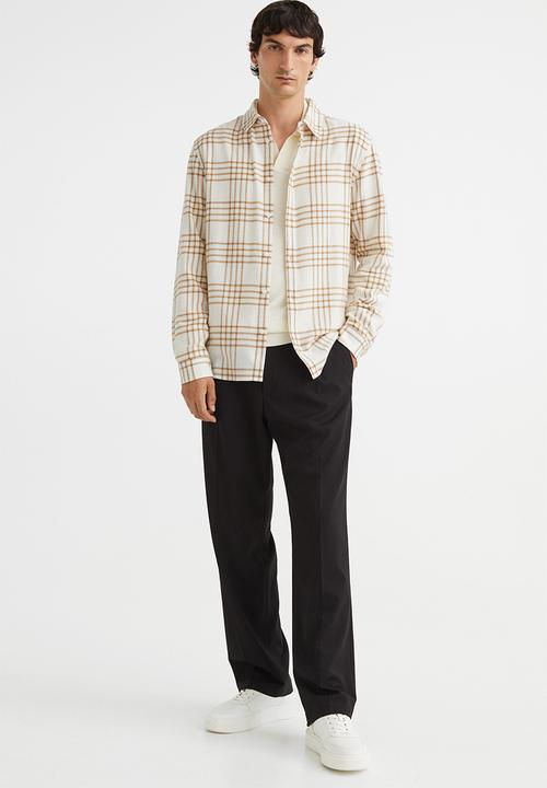 H&M - Regular fit checked shirt - beige & white 