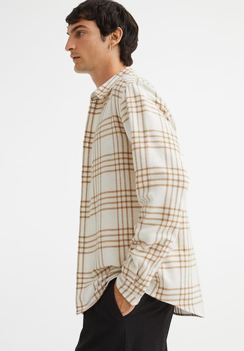 H&M - Regular fit checked shirt - beige & white 