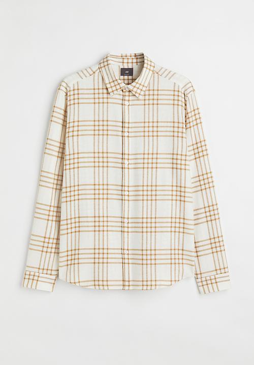 H&M - Regular fit checked shirt - beige & white 