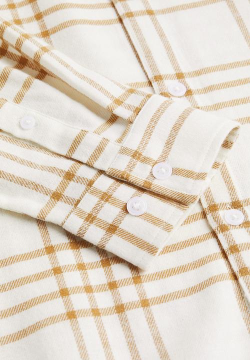 H&M - Regular fit checked shirt - beige & white 
