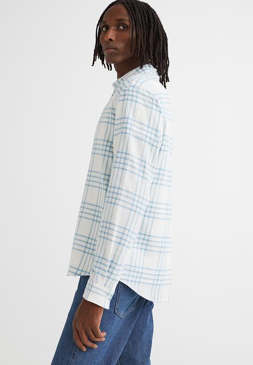 H&M - Regular fit checked shirt - light blue & white