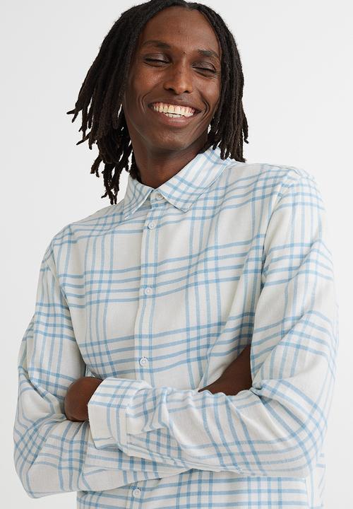 H&M - Regular fit checked shirt - light blue & white