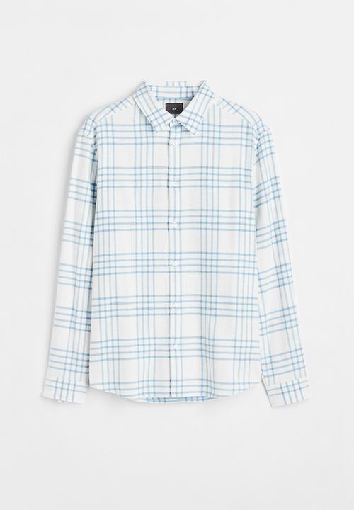 H&M - Regular fit checked shirt - light blue & white