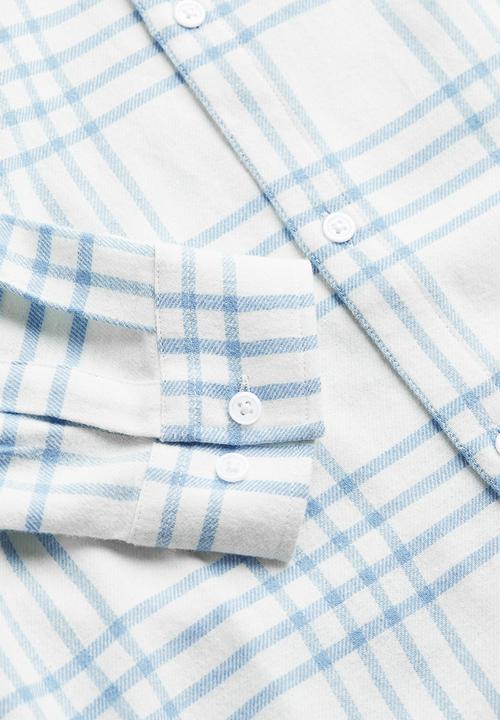 H&M - Regular fit checked shirt - light blue & white
