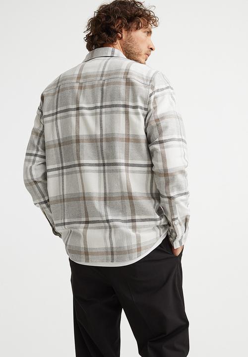 H&M - Regular fit checked shirt - light grey & white