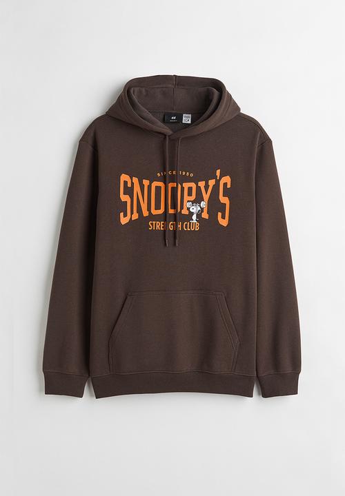 H&M - Regular fit hoodie - dark brown/snoopy