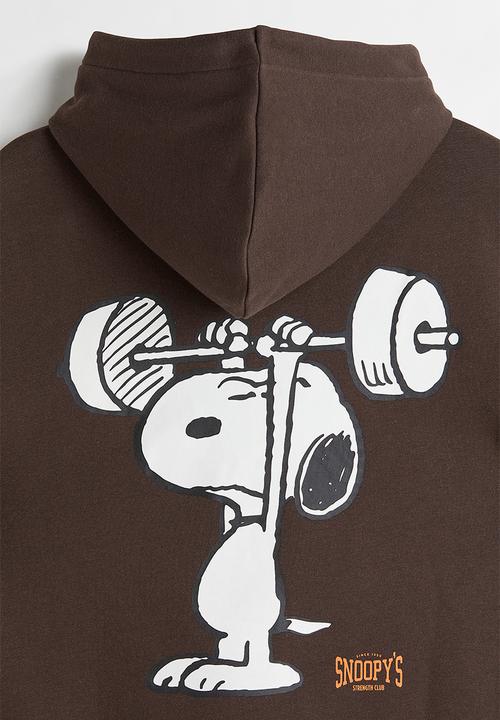 H&M - Regular fit hoodie - dark brown/snoopy