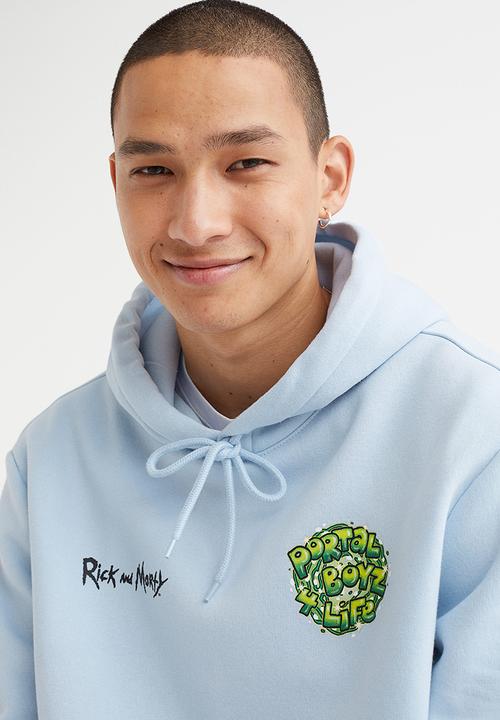 H&M - Regular fit hoodie - light blue/rick and morty