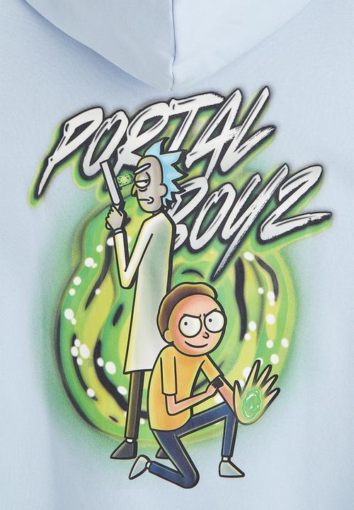 H&M - Regular fit hoodie - light blue/rick and morty