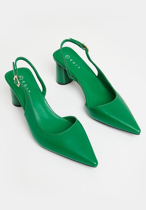 edit - Atlas slingback block heel - green