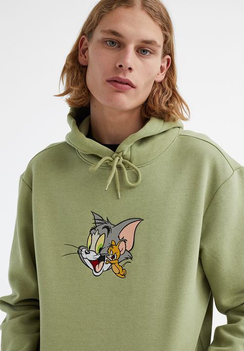 H&M - Regular fit hoodie - sage green/tom and jerry