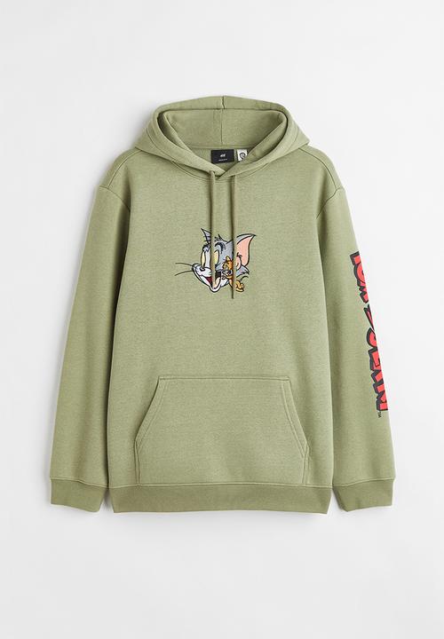 H&M - Regular fit hoodie - sage green/tom and jerry