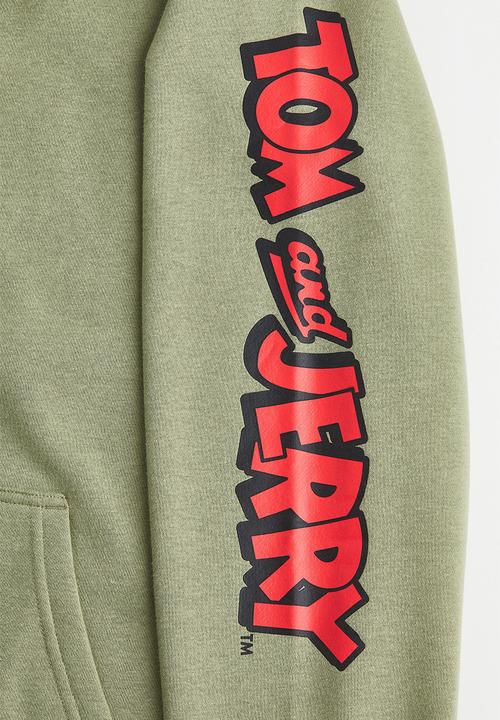 H&M - Regular fit hoodie - sage green/tom and jerry