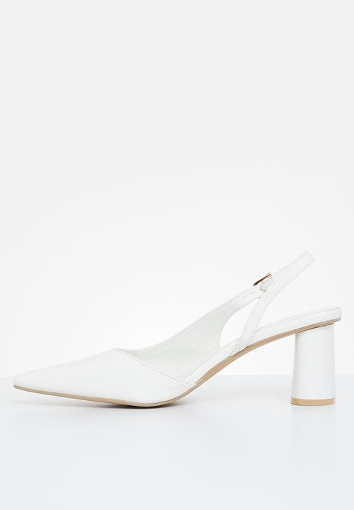 edit - Atlas slingback block heel - white