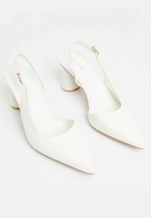 edit - Atlas slingback block heel - white