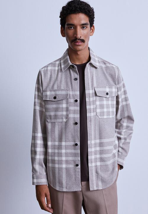 H&M - Twill overshirt - beige/checked 