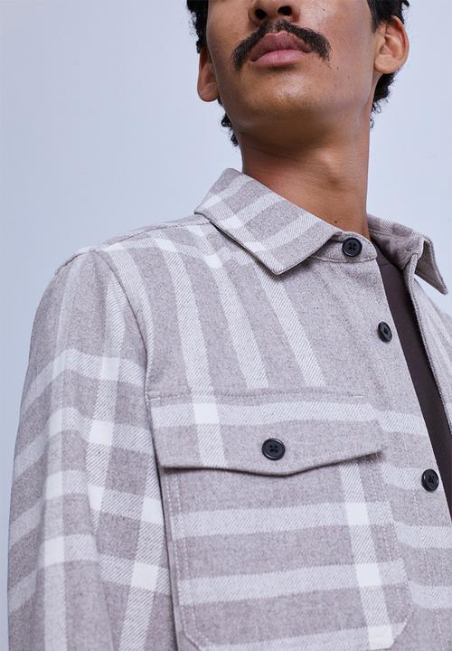 H&M - Twill overshirt - beige/checked 