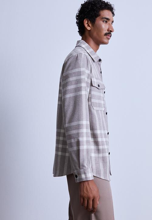 H&M - Twill overshirt - beige/checked 
