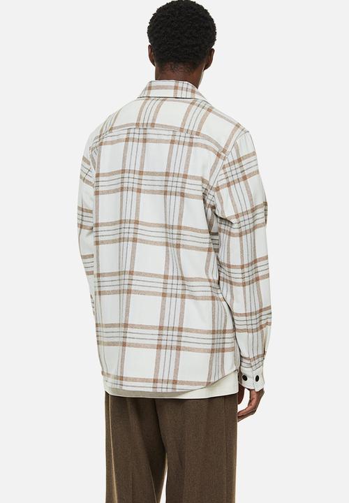 H&M - Twill overshirt - beige & white checked