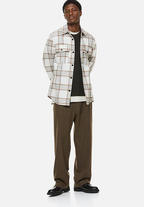 H&M - Twill overshirt - beige & white checked