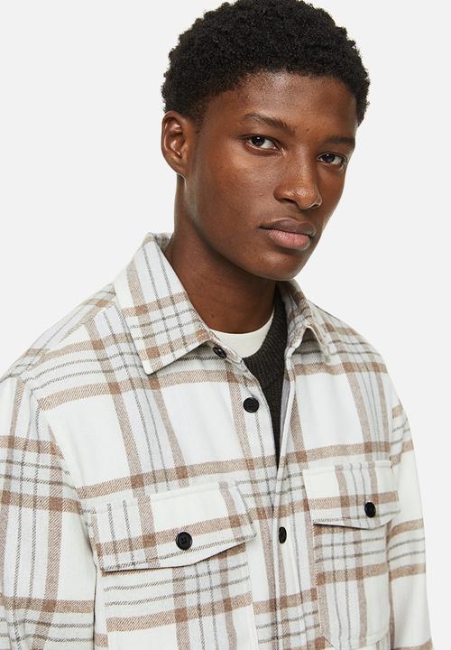 H&M - Twill overshirt - beige & white checked