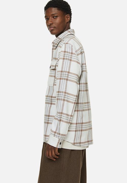 H&M - Twill overshirt - beige & white checked