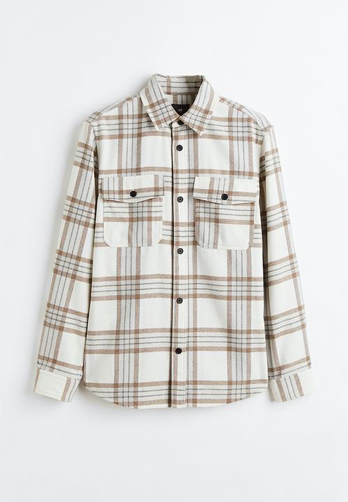 H&M - Twill overshirt - beige & white checked