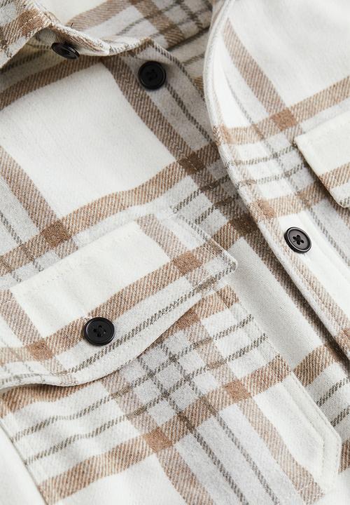 H&M - Twill overshirt - beige & white checked
