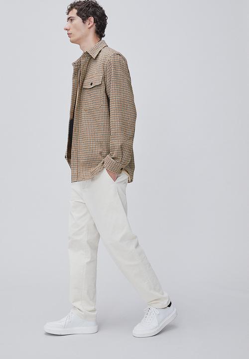 H&M - Twill overshirt - dark brown/dogtooth-patterned