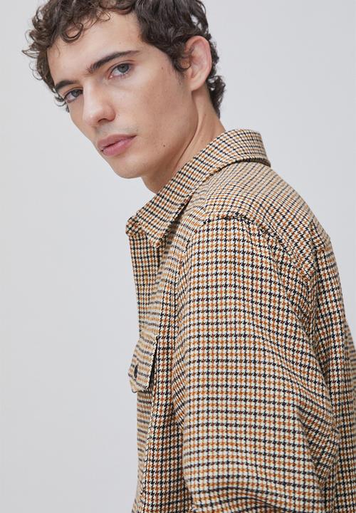 H&M - Twill overshirt - dark brown/dogtooth-patterned