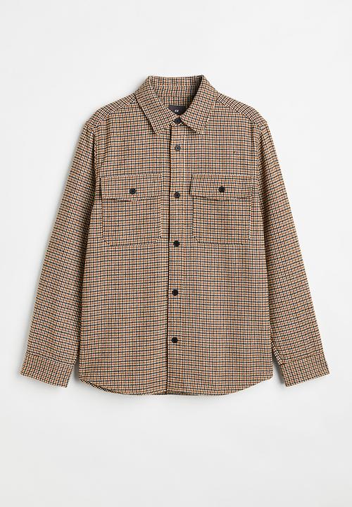 H&M - Twill overshirt - dark brown/dogtooth-patterned