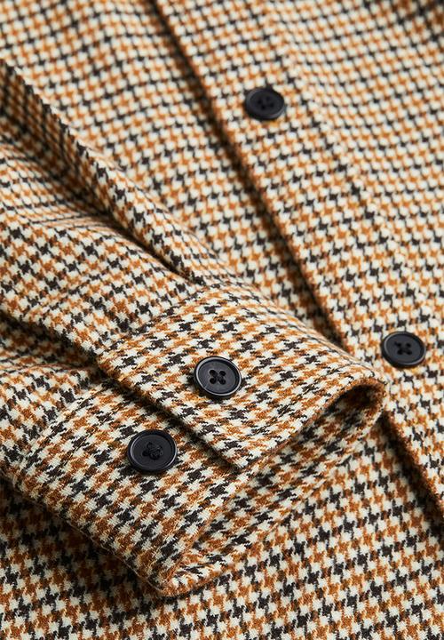 H&M - Twill overshirt - dark brown/dogtooth-patterned