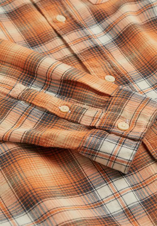 H&M - Relaxed fit twill shirt - orange/checked