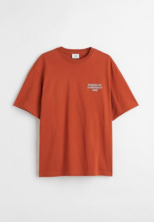 H&M - Relaxed fit cotton T-shirt - orange/echoes