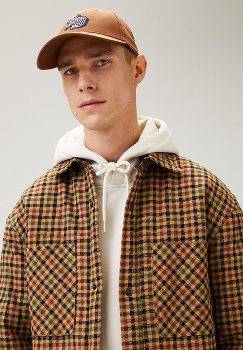 H&M - Padded overshirt - dark beige/black checked