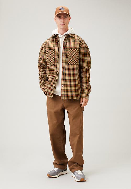 H&M - Padded overshirt - dark beige/black checked